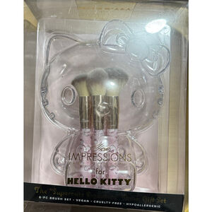 New Hello Kitty Makeup Vanity Brush Set Pink White (6)